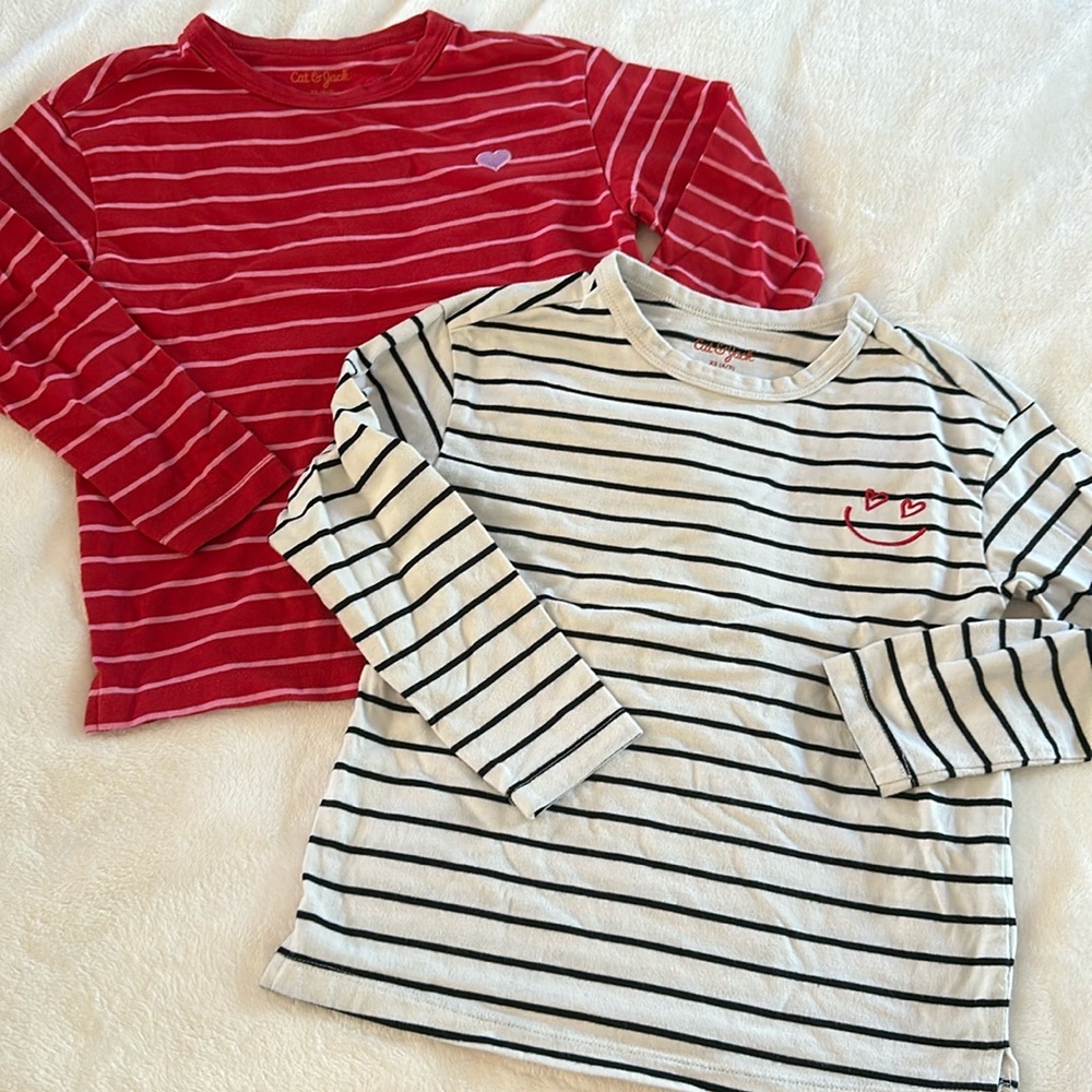 2 Cat and Jack striped shirts size 4-5